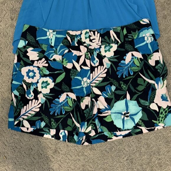 LOFT Blue/Green Floral Jungle Riviera Shorts in Forever Navy Sz 6 EUC - Picture 4 of 11